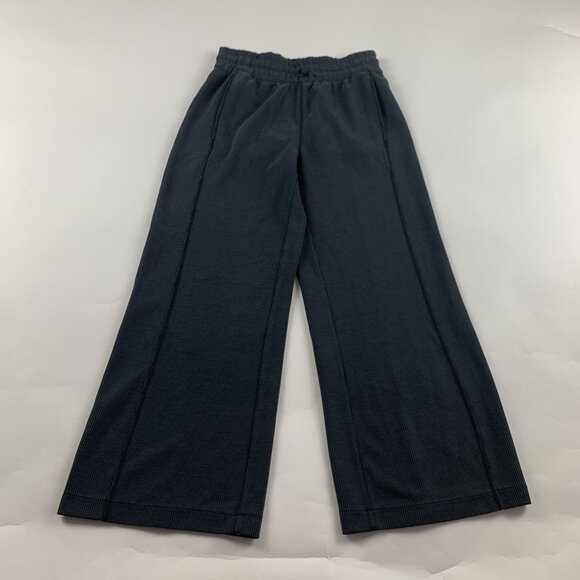 Lululemon Charcoal Ribbed Softstream Wide Leg Cropped Pant 4 - Picture 2 of 9